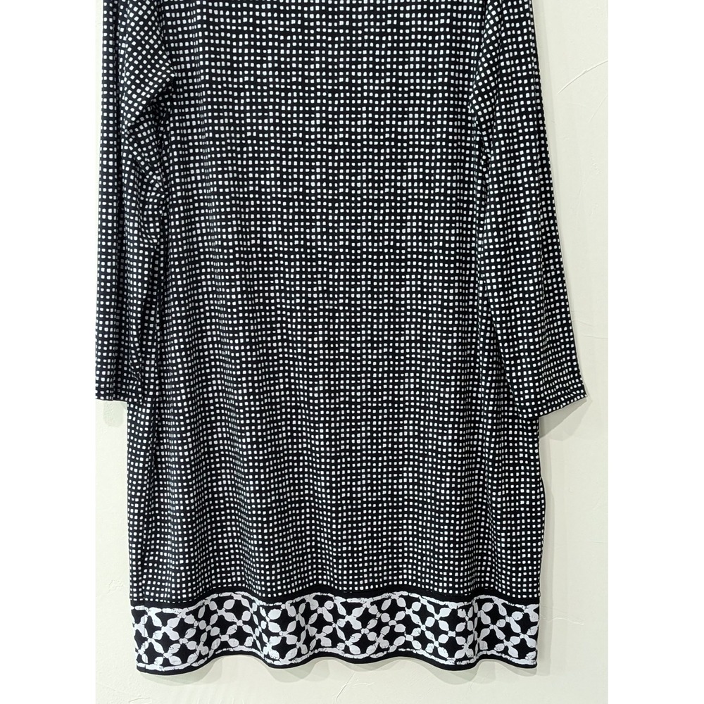 Michael Kors Women's Polyester Shift Dress 2X Black White Geometric Pattern - Picture 3 of 6